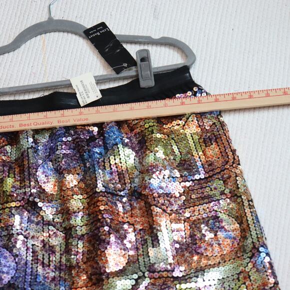 NWT Lida Baday Multicolor Sequin Skirt Graphic Print Made in Canada Size 12 - Picture 5 of 7